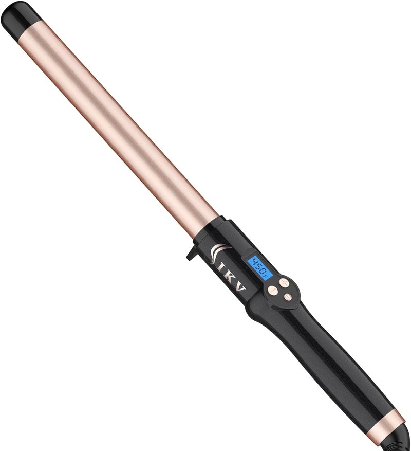 IKV 1 Inch Curling Wand Long Barrel, Dual Voltage Hair Curling Iron Wand Ceramic for Long Hair,10 Adjustable Temp - Image 1
